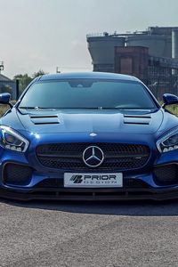 Превью обои mercedes-benz, amg gt, синий, вид спереди