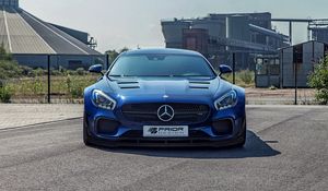 Превью обои mercedes-benz, amg gt, синий, вид спереди