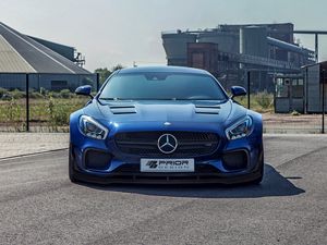 Превью обои mercedes-benz, amg gt, синий, вид спереди