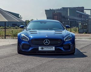 Превью обои mercedes-benz, amg gt, синий, вид спереди