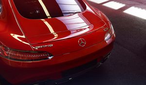 Превью обои mercedes-benz, amg, красный, вид сзади