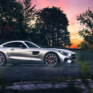 Превью обои mercedes-benz, amg, серебристый, вид сбоку