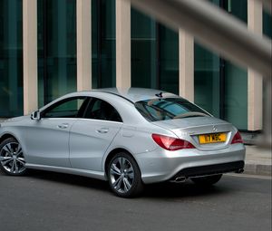 Превью обои mercedes-benz, cla 180, вид сзади, серебристый