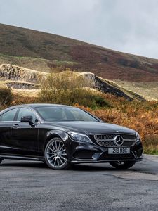 Превью обои mercedes-benz, cls 350, черный, вид сбоку