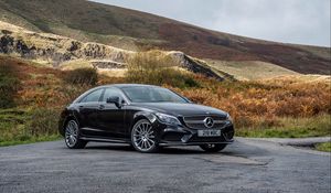 Превью обои mercedes-benz, cls 350, черный, вид сбоку