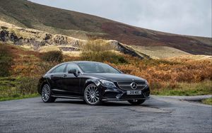 Превью обои mercedes-benz, cls 350, черный, вид сбоку