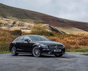 Превью обои mercedes-benz, cls 350, черный, вид сбоку