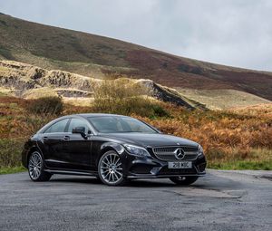 Превью обои mercedes-benz, cls 350, черный, вид сбоку