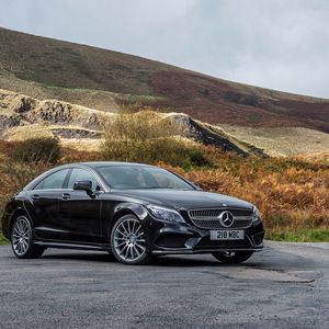 Превью обои mercedes-benz, cls 350, черный, вид сбоку