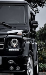 Превью обои mercedes-benz g500, brabus, внедорожник, роскошный, черный, вид спереди