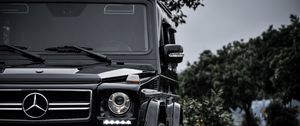 Превью обои mercedes-benz g500, brabus, внедорожник, роскошный, черный, вид спереди