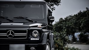 Превью обои mercedes-benz g500, brabus, внедорожник, роскошный, черный, вид спереди