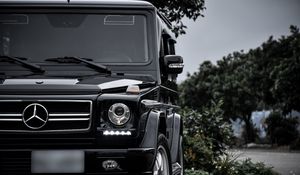 Превью обои mercedes-benz g500, brabus, внедорожник, роскошный, черный, вид спереди