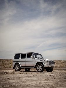 Превью обои mercedes-benz g500, mercedes, машина, внедорожник, серый, бездорожье