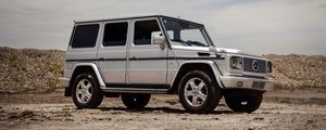 Превью обои mercedes-benz g500, mercedes, машина, внедорожник, серый, бездорожье