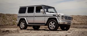 Превью обои mercedes-benz g500, mercedes, машина, внедорожник, серый, бездорожье