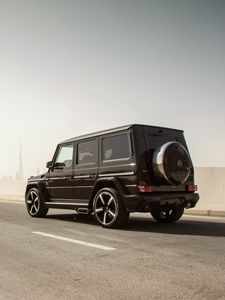 Превью обои mercedes-benz, g-klasse, w463, черный, вид сзади