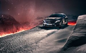 Превью обои mercedes-benz, gla, кроссовер, зима, снег, концепт