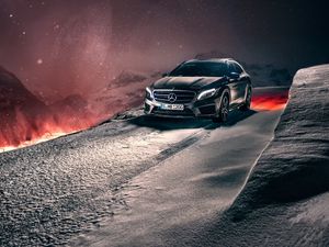 Превью обои mercedes-benz, gla, кроссовер, зима, снег, концепт