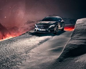 Превью обои mercedes-benz, gla, кроссовер, зима, снег, концепт