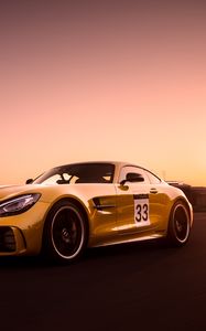 Превью обои mercedes-benz gt r, mercedes, машина, спорткар, желтый, скорость