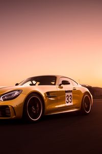 Превью обои mercedes-benz gt r, mercedes, машина, спорткар, желтый, скорость