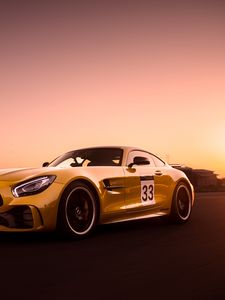 Превью обои mercedes-benz gt r, mercedes, машина, спорткар, желтый, скорость