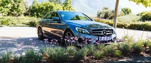 Превью обои mercedes-benz, mercedes, автомобиль, цветы