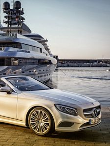 Превью обои mercedes-benz, s 500, a217, серебристый, вид сбоку, кабриолет, hdr