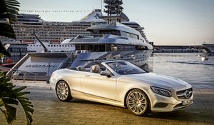 Превью обои mercedes-benz, s 500, a217, серебристый, вид сбоку, кабриолет, hdr