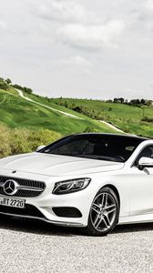 Превью обои mercedes-benz, s-class, coupe, белый, вид сбоку