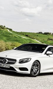 Превью обои mercedes-benz, s-class, coupe, белый, вид сбоку