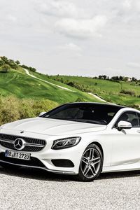 Превью обои mercedes-benz, s-class, coupe, белый, вид сбоку