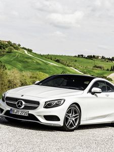 Превью обои mercedes-benz, s-class, coupe, белый, вид сбоку