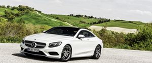 Превью обои mercedes-benz, s-class, coupe, белый, вид сбоку