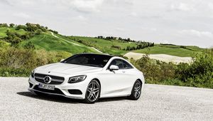 Превью обои mercedes-benz, s-class, coupe, белый, вид сбоку