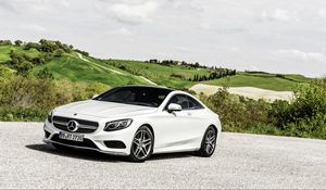 Превью обои mercedes-benz, s-class, coupe, белый, вид сбоку