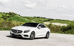 Превью обои mercedes-benz, s-class, coupe, белый, вид сбоку