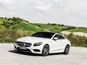 Превью обои mercedes-benz, s-class, coupe, белый, вид сбоку