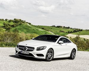 Превью обои mercedes-benz, s-class, coupe, белый, вид сбоку