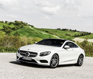 Превью обои mercedes-benz, s-class, coupe, белый, вид сбоку