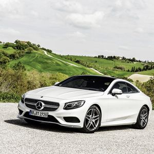 Превью обои mercedes-benz, s-class, coupe, белый, вид сбоку