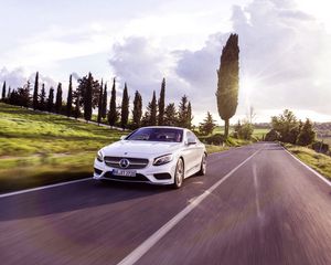 Превью обои mercedes-benz, s-class, coupe, скорость, движение