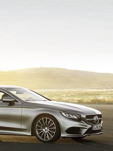 Превью обои mercedes-benz, s-class, coupe, вид сбоку, серебристый