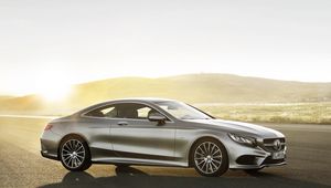 Превью обои mercedes-benz, s-class, coupe, вид сбоку, серебристый