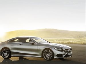 Превью обои mercedes-benz, s-class, coupe, вид сбоку, серебристый