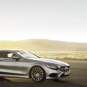 Превью обои mercedes-benz, s-class, coupe, вид сбоку, серебристый