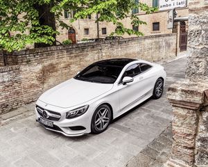 Превью обои mercedes-benz, s-class, coupe, белый