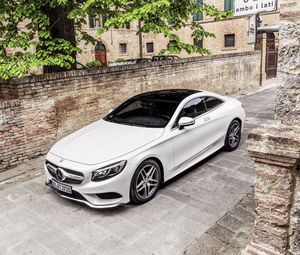 Превью обои mercedes-benz, s-class, coupe, белый