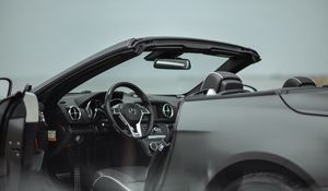 Превью обои mercedes-benz sl 350, mercedes-benz, кабриолет, спорткар, салон, интерьер, руль, панель управления